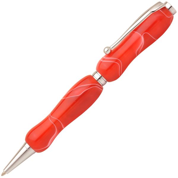 アクリルボールペン/文房具 (チェリーレッド Red) クロスタイプ 芯：0.7mm 日本製 文具 オフィス用品 『Marble Pen』