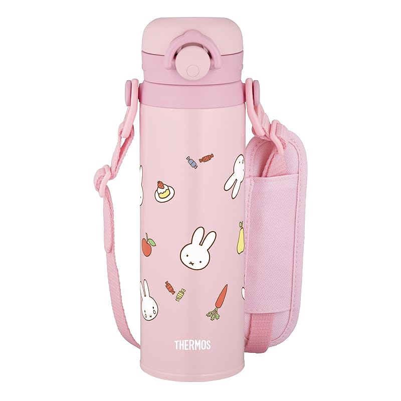 サーモス 水筒 キッズケータイマグ 500ml ミッフィー ライトピンク 取り外しできるストラップ 肩にやさしいショルダーパッド付き お名前スペース付き 子供用 通園通学 JPF-500B LP