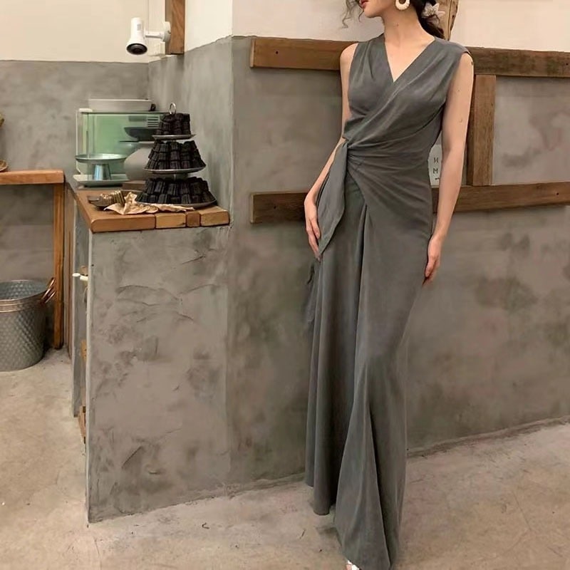 Fahua Factory [腕の中の明確な夢]国民風レトロクロスカラーデザインドレス夏エレガントな気質ロングドレストレンド