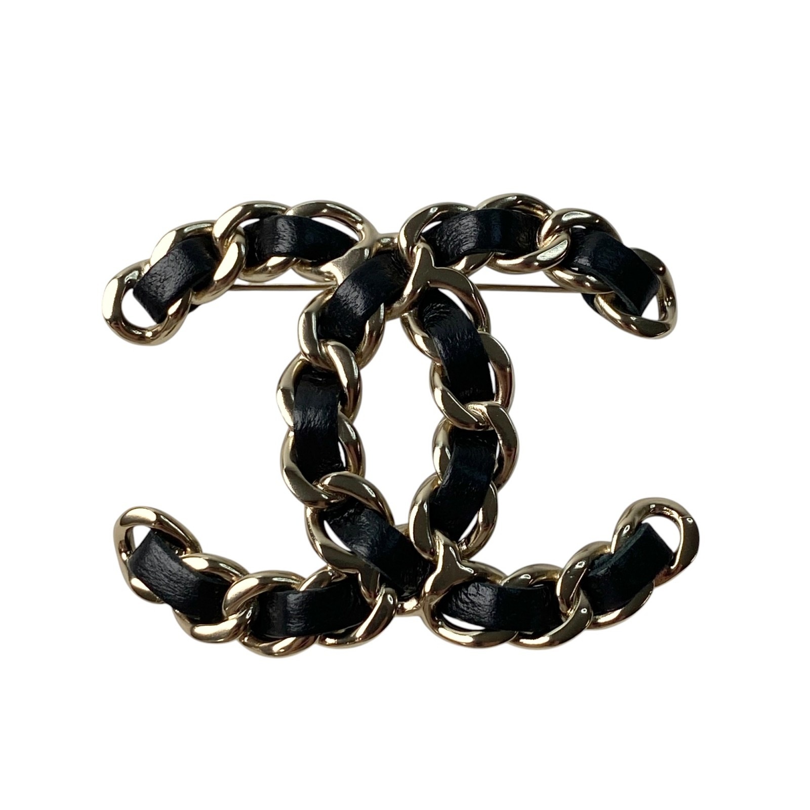 未使用 シャネル CHANEL レディース ココマーク ブローチ チェーンモチーフ A96202