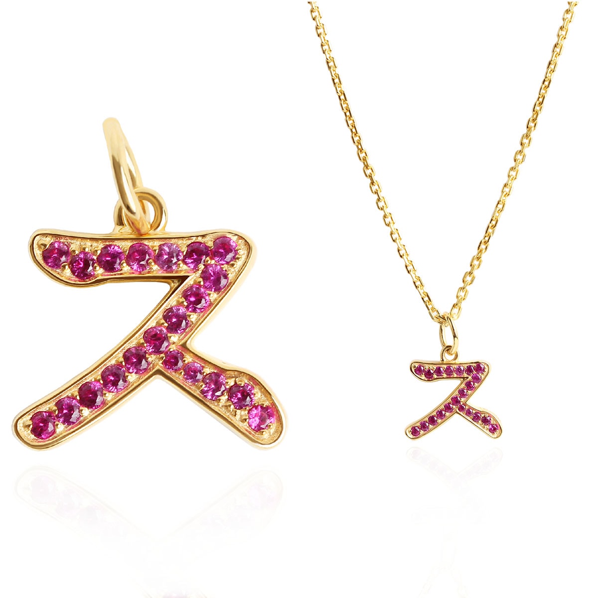 ハングル_韓国 アルファベット A イニシャルペンダント 18Kゴールドメッキ 3Dシルバーキュービックジルコニア 14 文字ギフト 女性 男性 子供 ジュエリー 5,045円