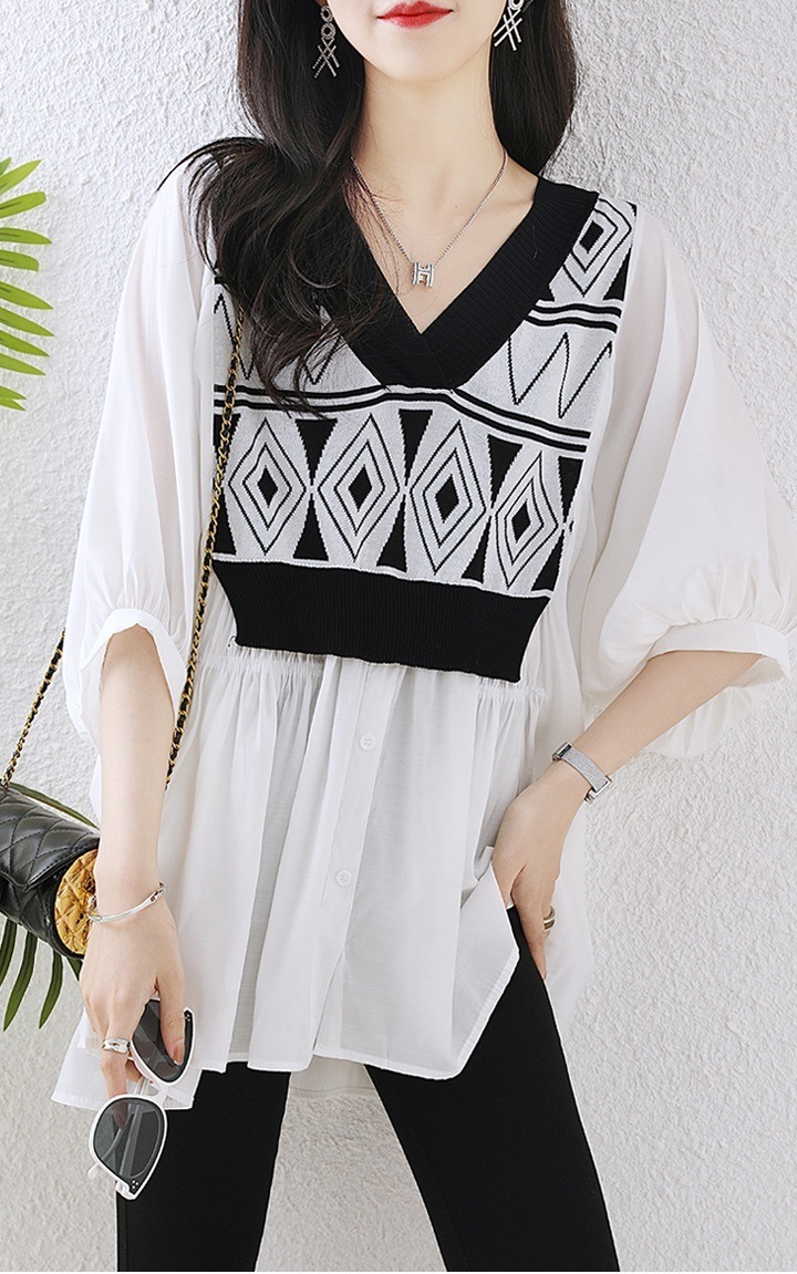 夏 カジュアル 婦人服 黒 プルオーバー トップ 薄い V ネック シャツ ホワイト ブラック M L XL XXL トップス 袖あり かわいい 大人可愛い きれいめ シンプル カジュアル 大人