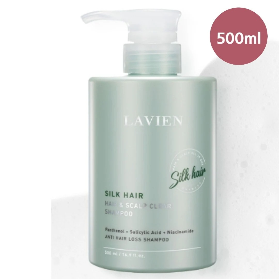 シルクヘア&スカルプクリアシャンプ,500ml/頭皮角質ケア/油分ケア/水分供給/ツヤのある髪/ペパーミントオイル/弱酸性シャンプー/無シリコン/無人工色素