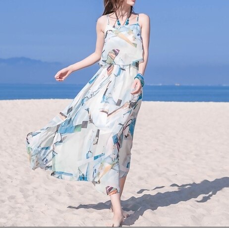 ワンピース　ロングワンピース　ロング マキシ　マキシワンピース ノースリーブワンピース　花柄ワンピース リゾートドレス　フレア　フリル　おしゃれ　カワイイ 韓国 大人可愛い エレガント　キレイ　清楚感