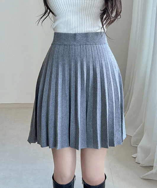バンディングプリーツミニスカート