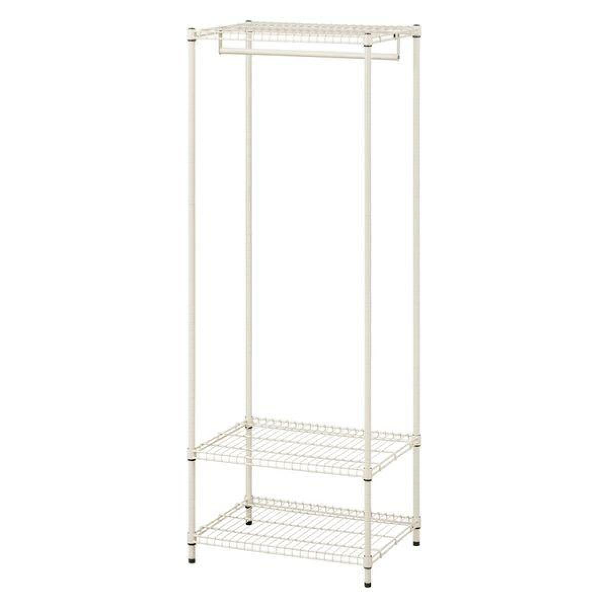 アイリスオーヤマ カラースチールシェルフ ワードローブ 小 SEC-590W ベージュ 幅59cm 収納 ラック おしゃれ ハンガーラック オープンラック