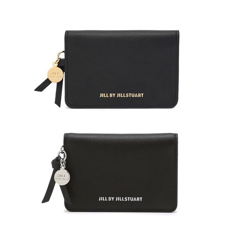 【JILL BY JILLSTUART】 BONNIE 天然牛革カード財布/ BLACK- GOLD / BLACK-SILVER