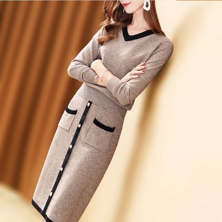 フォーマルセットアップ カジュアル上下セット タイトスカート ニット2点セット トップス スカート セーター プルオーバー ロングスカート タイトスカート ニットスカート 膝下 ミモレ ミモレ丈