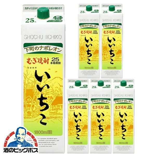 1.8L パック 【本州のみ 送料無料】麦焼酎 むぎ焼酎 いいちこ 25度 パック 1800ml×1ケース/6本(006)『OMS』