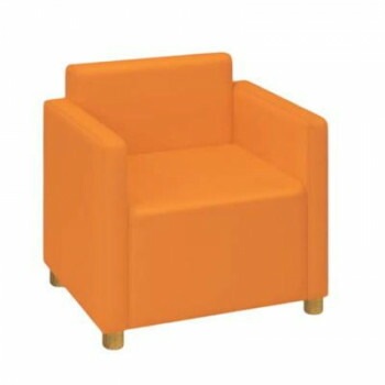 高田ベッド製作所 DSチェアー（一人掛けチェアー） 木製脚部付き オレンジ TB-797-02