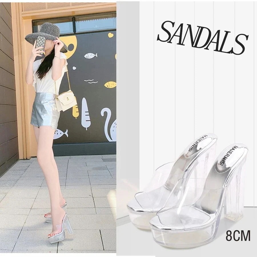 サンダル ブラック 13cm ヒール シンプル 透明 クリア ハイヒール キャバ嬢向け 2025 年新作