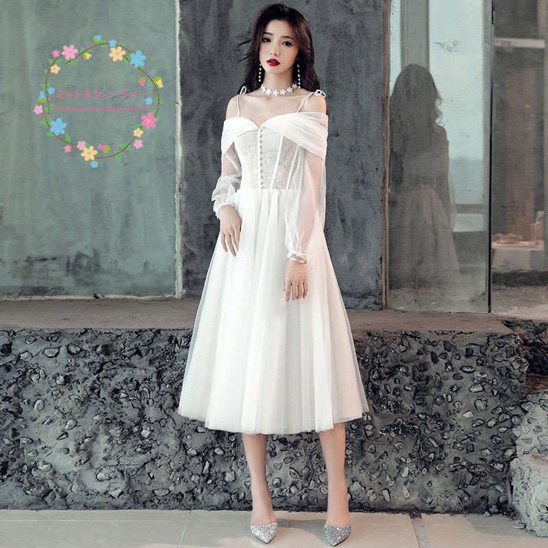 ミニドレス ウエディングオフドレス ホワイト 安い 結婚式 ワンピース 発表会 演奏会 披露宴 ミニ