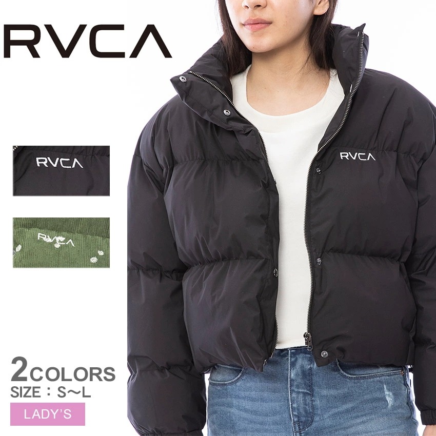 RVCA PUFFER JACKET ジャケット BD044767 レディース ウエア アウター ロゴ ブランド スポーティ ブランド カジュアル 長袖 中綿 防寒性 軽量 冬 ブラック 黒