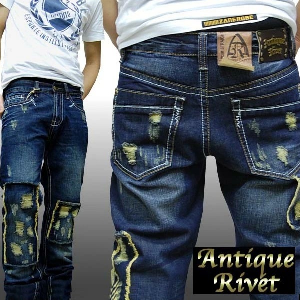 最終値下げAntique Rivet メンズ ストレート デニム アンティーク リベット ジーンズ パンツ ストリート カジュアル セレブ ファッション セレカジ LAセレブ ブランド HIPHO
