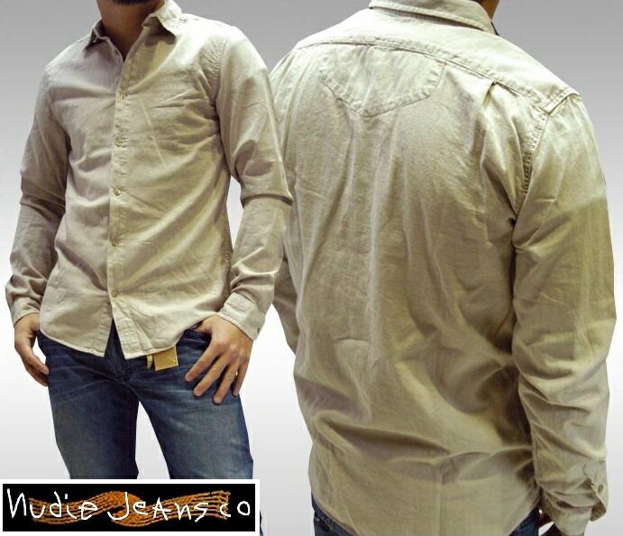 ヌーディージーンズ メンズ カジュアル シャツ 100種類の品揃え NUDIE JEANS ALLAN カーキ 長袖 ボタンシャツ インポート セレブ 愛用 ハイブランド サファリ セレブ セレカ