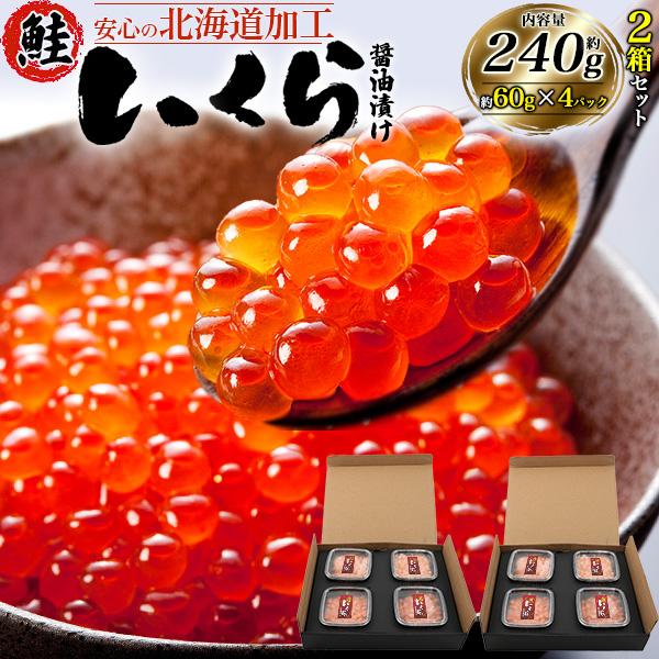 鮭いくら 醤油漬け チャム イクラ 約60g×8パック 北海道加工 いくら醤油漬け 高級食材 海鮮 正月 おせち料理 御祝 いくら丼 寿司 黒箱入り 熨斗対応可能 冷凍便