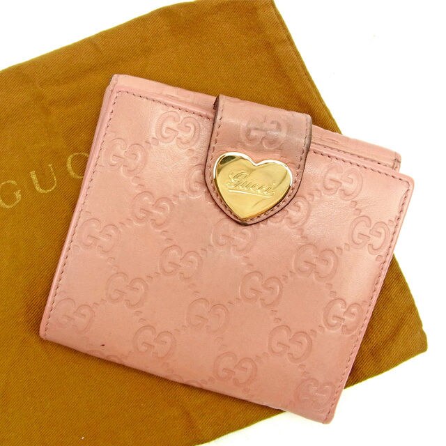 Wホック財布 グッチシマ ピンク ゴールド 中古 13,199円