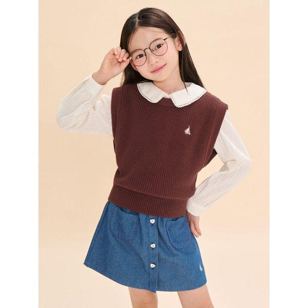 [BEANPOLE KIDS] 女の子用コットンデイリーニットベスト ブラウン (BI4751G01D)