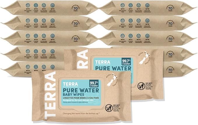 TERRA(テラ) お尻拭き 70枚×12個 (840枚) 厚手 携帯用 赤ちゃん ベビー 水分たっぷり 破れにくい 手口ふき 無添加 蓋付 極厚 Baby wipes Water 5,609円