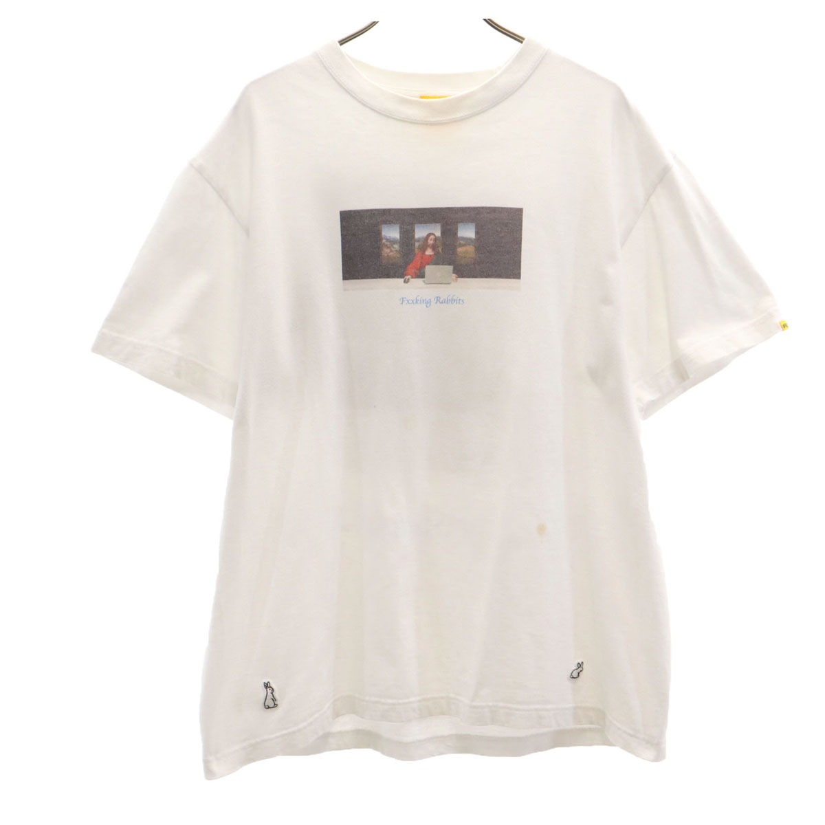 プリント 半袖 Tシャツ M 白 モナリザ メンズ 古着