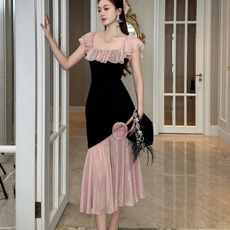 ロングワンピースリミング 着痩せパーティー フォーマルキャバ 大人 同窓会 披露宴 卒業式 結婚式 演奏会 ウェディング メガ割