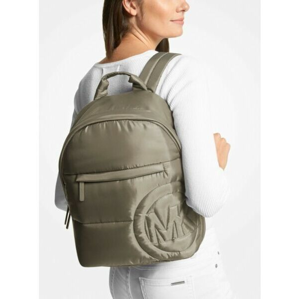 ショルダーバッグ Michael KorsRae Medium Quilted Nylon Army Green Backpack 35F1U5RB2C NWT $368