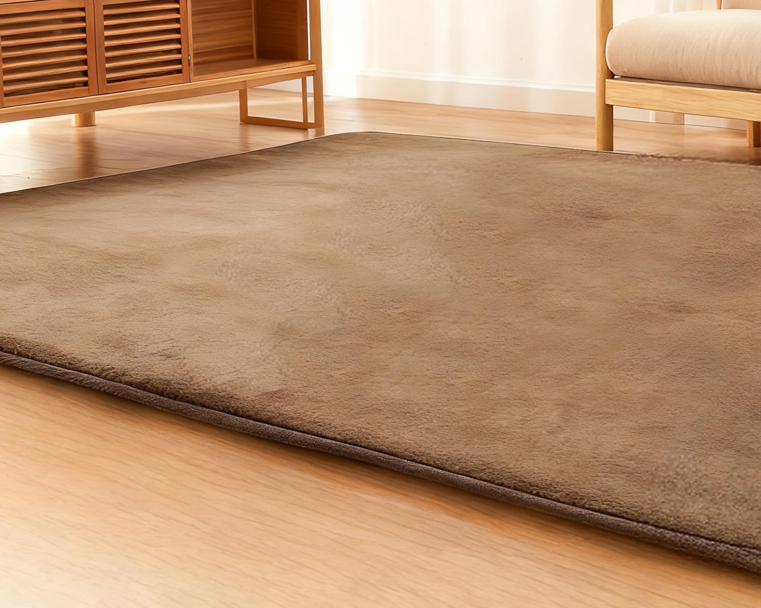 カーペット 極厚じゅうたん 無地フランネル絨毯 丸洗いOKオールシーズン快適に使用ラグカーペット（カーキブラウン 185X250cm）