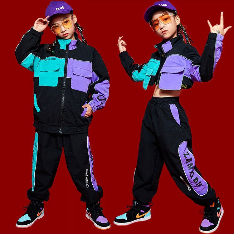 原宿風 ダンス衣装 キッズ キッズダンス衣装 カッコイイ ヒップホップ レッスン着 ヘソ出しトップス