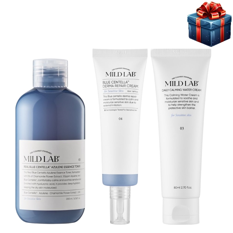 [速乾デイリーセット]ブルーセンテラ アズレン エッセンス トナー 200ml+ダーマ リペアクリーム 50ml+デイリー鎮静 水分クリーム 80ml 韓国コスメ 速乾燥肌 水分保湿 栄養 鎮静 弾力