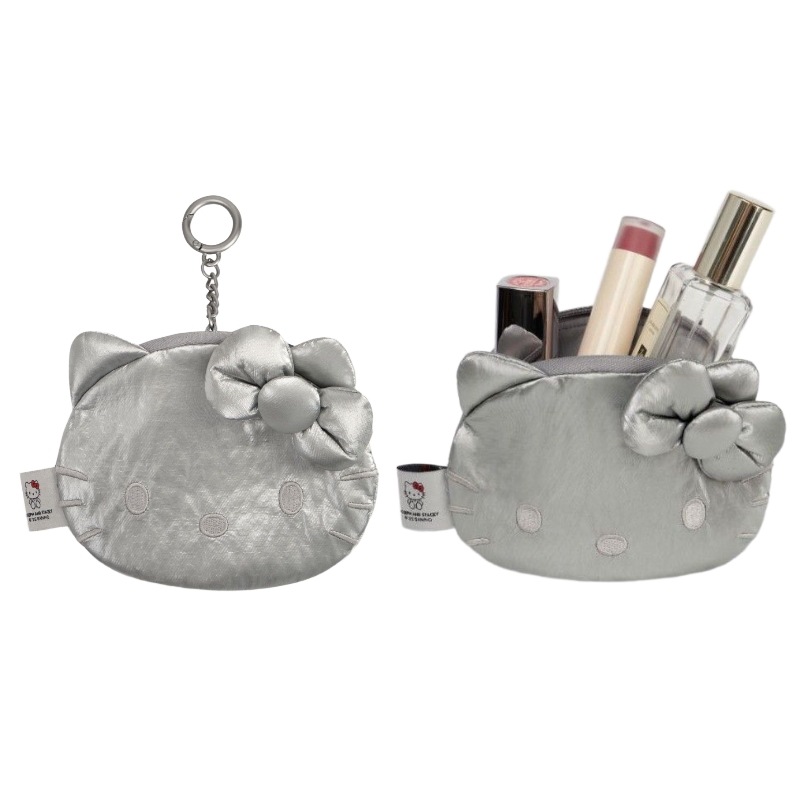 サンリオ ハローキティ ミニ シルバー ポーチ Sleek Mini Pouch Hello Kitty Silver