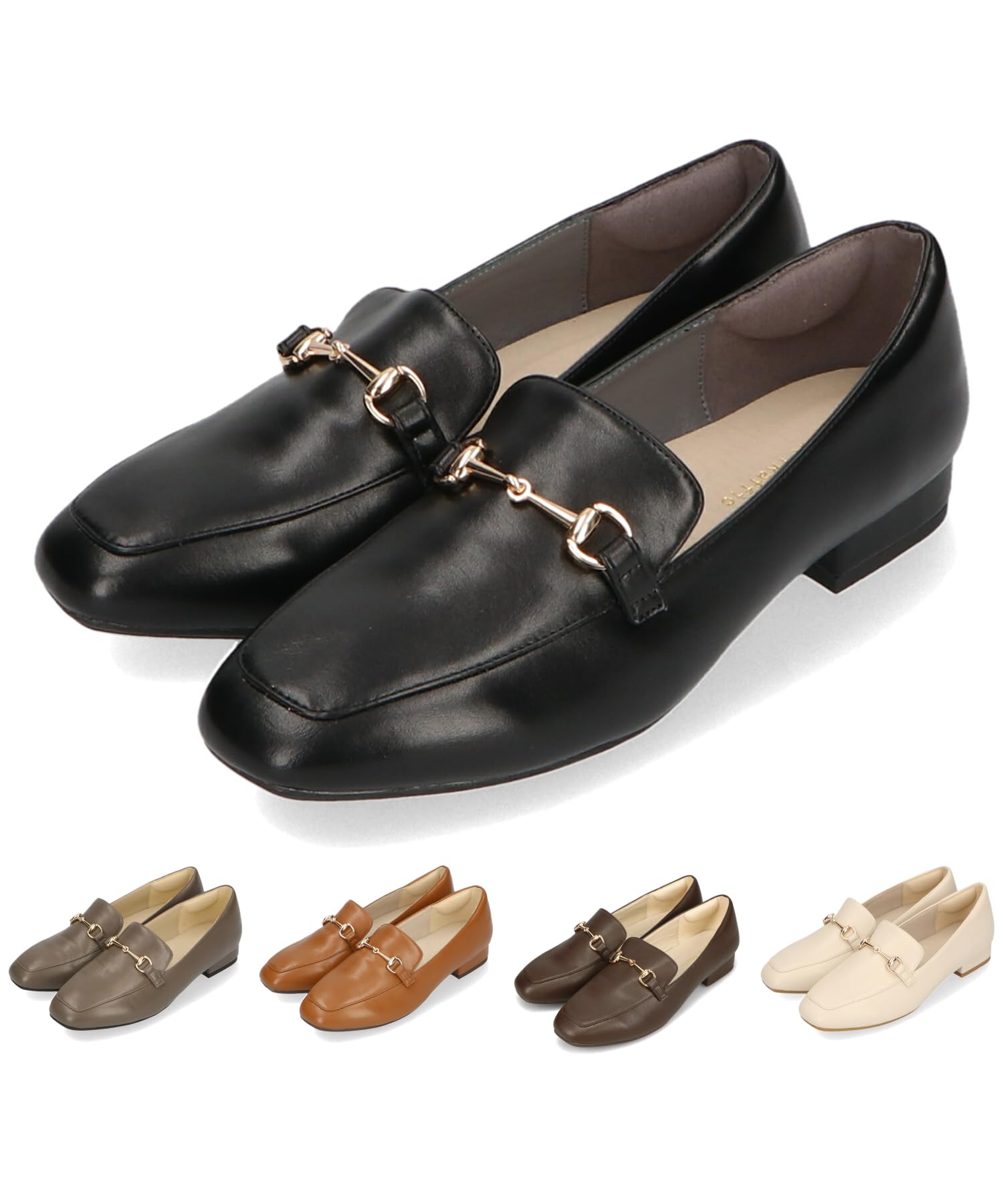 【跳べるパンプス】スクエアトゥビットモチーフローファー/R-3210