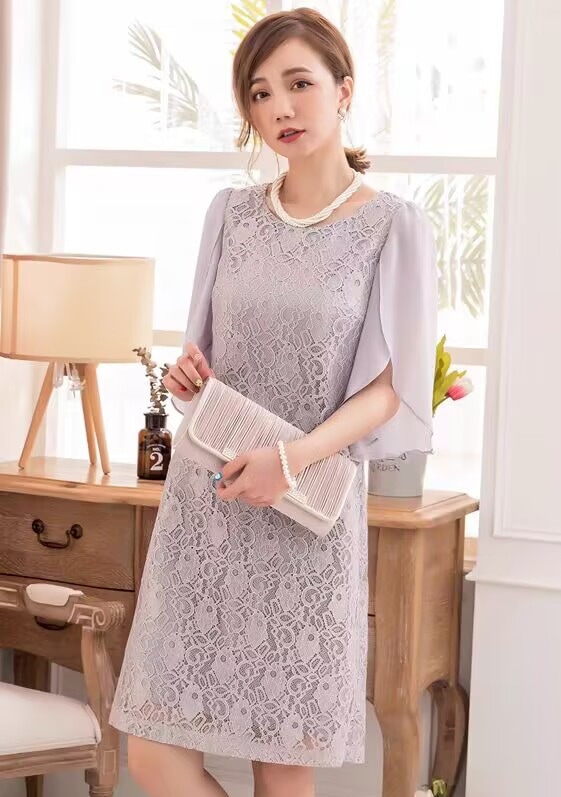 パーティードレス ワンピース 結婚式 2023新作 ドレス パーティー 大きいサイズ レース 総レース 二次会 お呼ばれ 服 大人 半袖 長袖