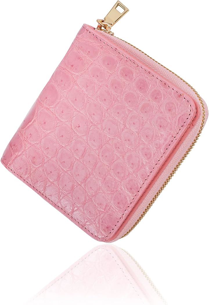 クロコダイルラウンドジップミニ財布(ピンク)
