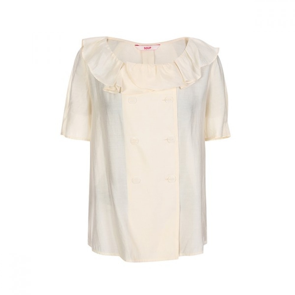 (フォレスト) フリルカラーダブル半袖ブラウス (SY5SS8G)