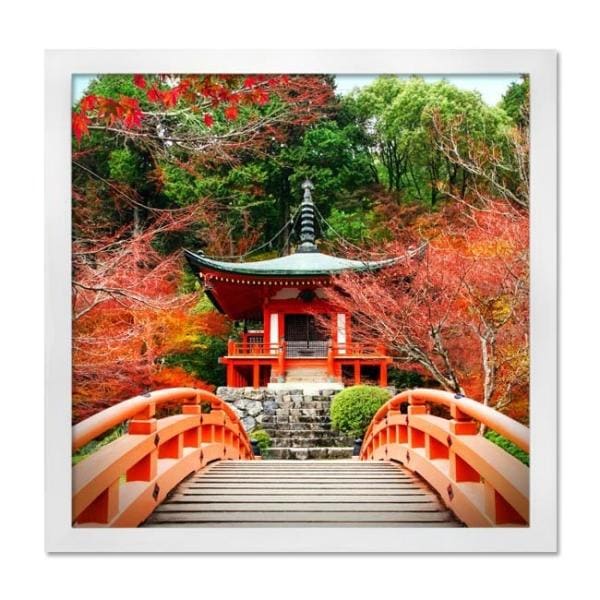 ファブリックパネル アートフレーム 飾り おしゃれ レトロ 壁掛け ウォールデコレーション 風景 情景 紅葉 400x400mm