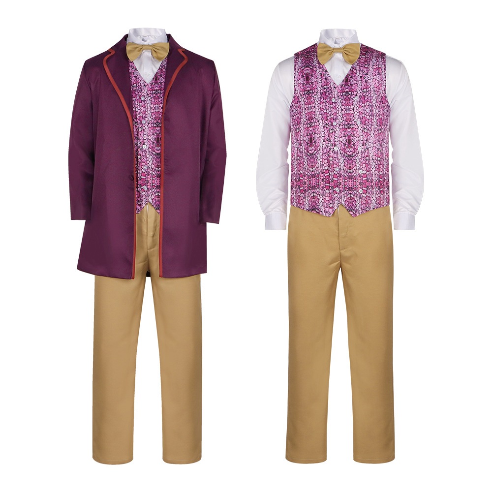 ワンカコス服映画甜茶ウィリーワンカチャーリーとチョコレートコスプレパフォーマンス衣装