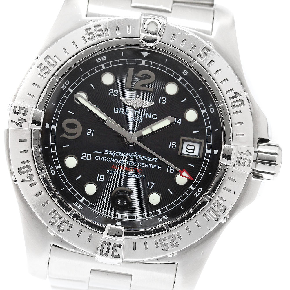 ブライトリング BREITLING A17390 スーパーオーシャン スチールフィッシュ デイト 自動巻き メンズ 保証書付き_947315【中古】