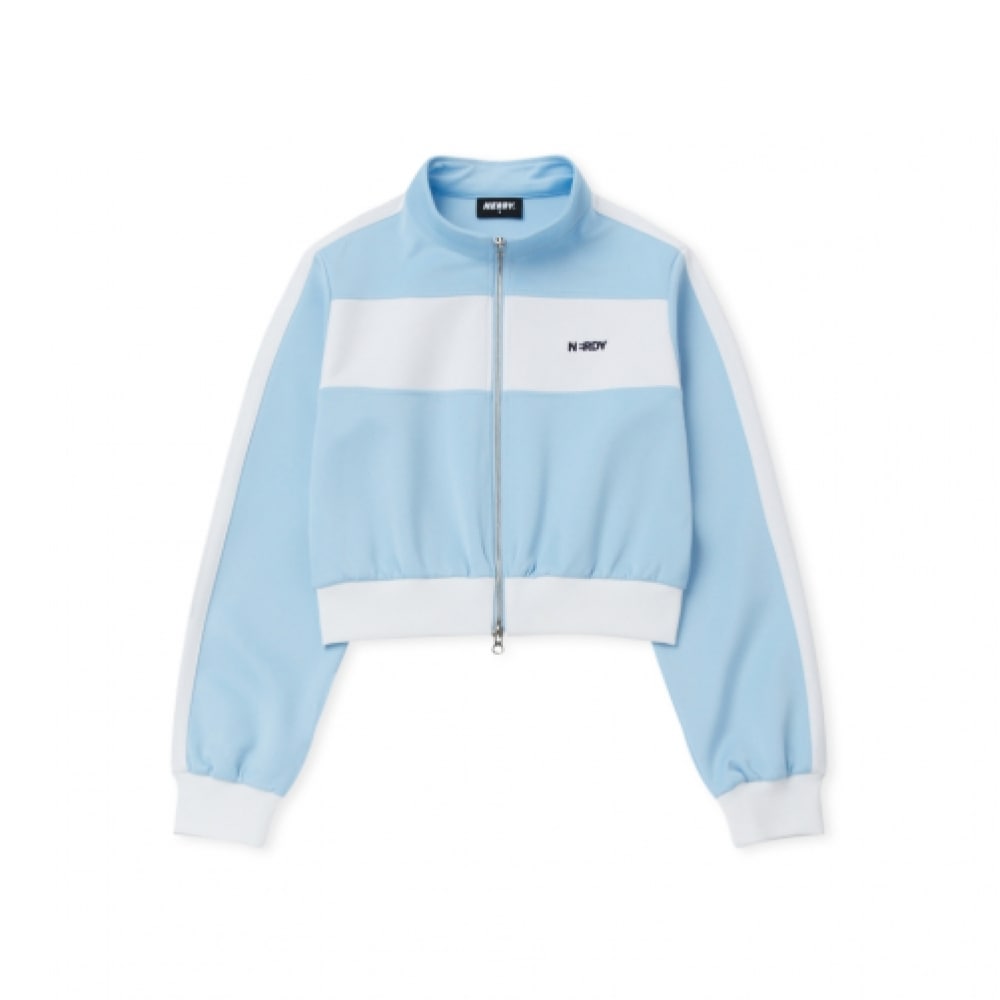 NERDY 女性用カラーブロックトラックトップスカイブルー