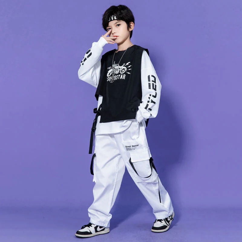 【1663人コレクション】子供の街のダンスのファッション服秋の男の子のファッションのクールな機能の馬甲のヒップホップのスーツの女の子のジャズのダンスのショーの衣装