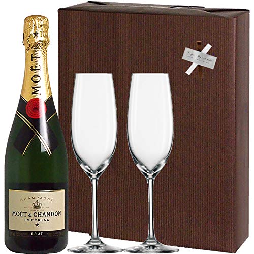 ワイン ギフト 【ラッピング込】 モエ・エ・シャンドン モエ・アンペリアル 750ml シャンパーニュ & ショット・ツヴィーゼル グラスギフト （泡1グラス2）