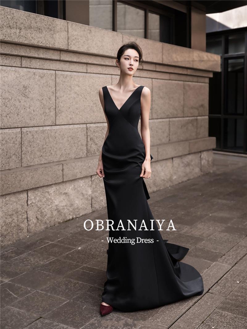 マーメイドドレス 黒 タイトドレス ノースリーブトレーンドレス イブニングドレス サテン ドレス 発表会ドレス 素敵 キレイめ ロングドレス 結婚式ドレス 二次会ドレス ゲストドレス フォーマル カク