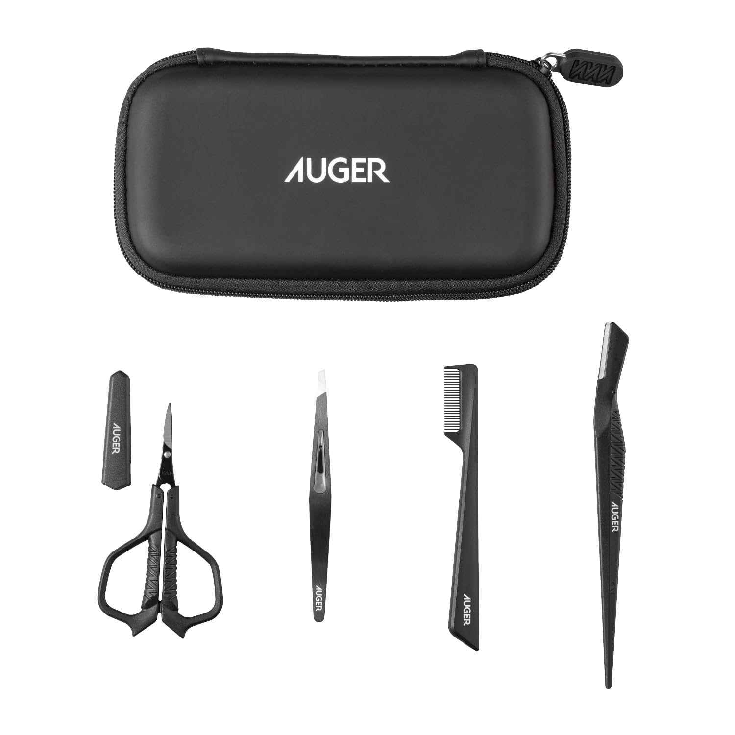 AUGER アイブローキット ポーチ付き 眉毛 マユ オシャレハサミ 毛抜き シェービングレザー アイブローコーム HC2314