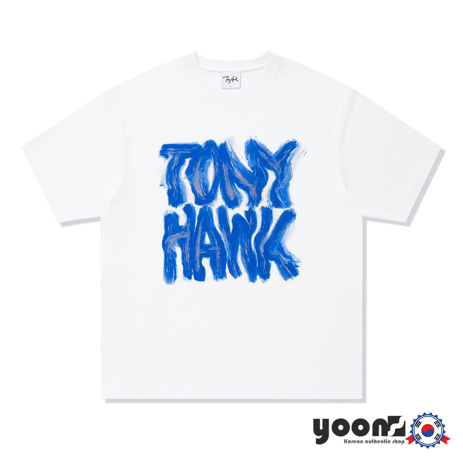[TONY HAWK] ブラシレタリンググラフィックTシャツ（ホワイト)