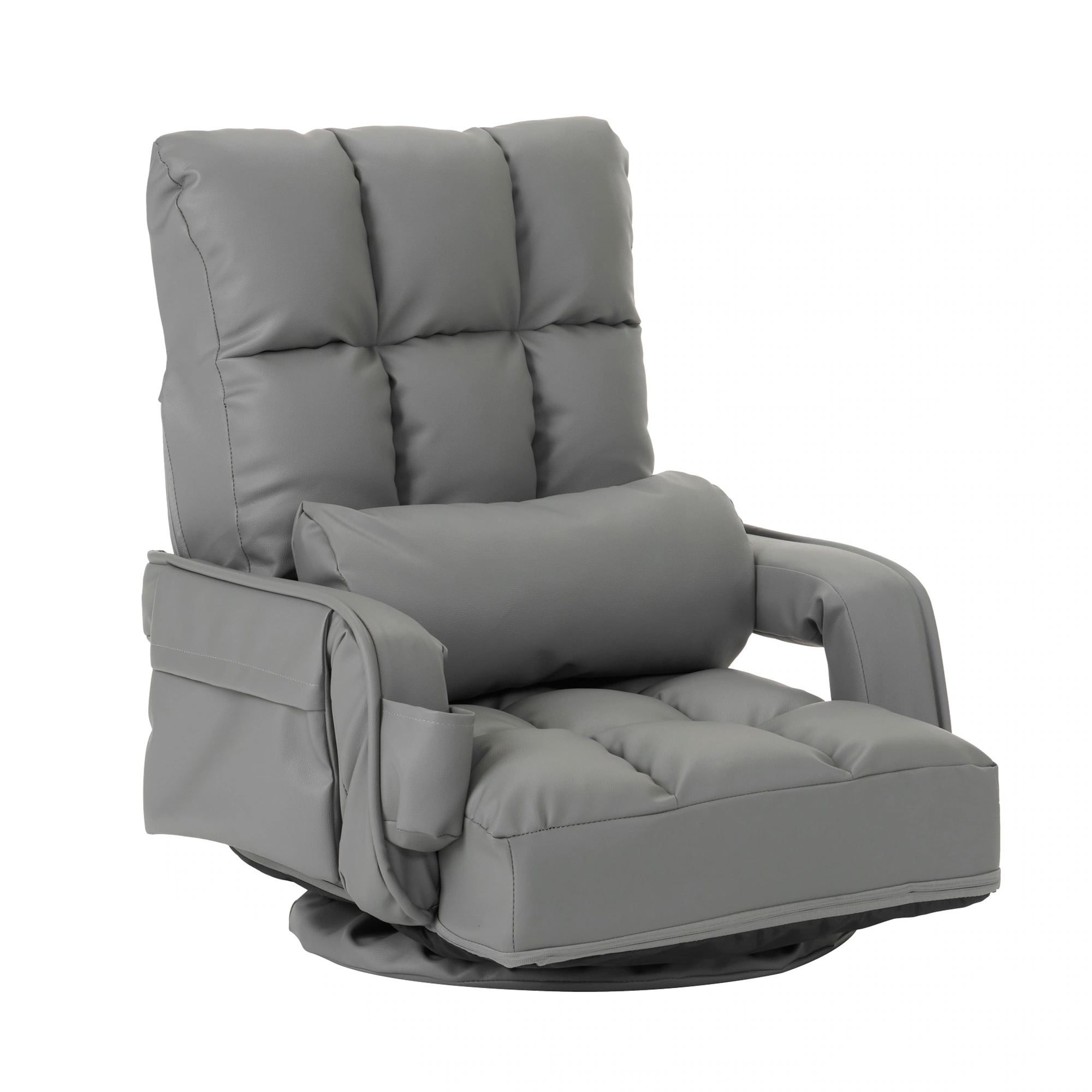 IPUレザー回転式座椅子 肘掛け ハイバック 座いす リクライニング 1人掛けソファー フロア ソファー リラックスチェア 折りたたみ リクライニングチェアー ファブリック 座イス