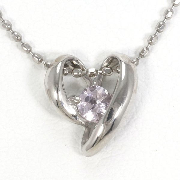 K10 10金 WG ホワイトゴールド ネックレス ピンクトルマリン 約40cm ジュエリー 中古