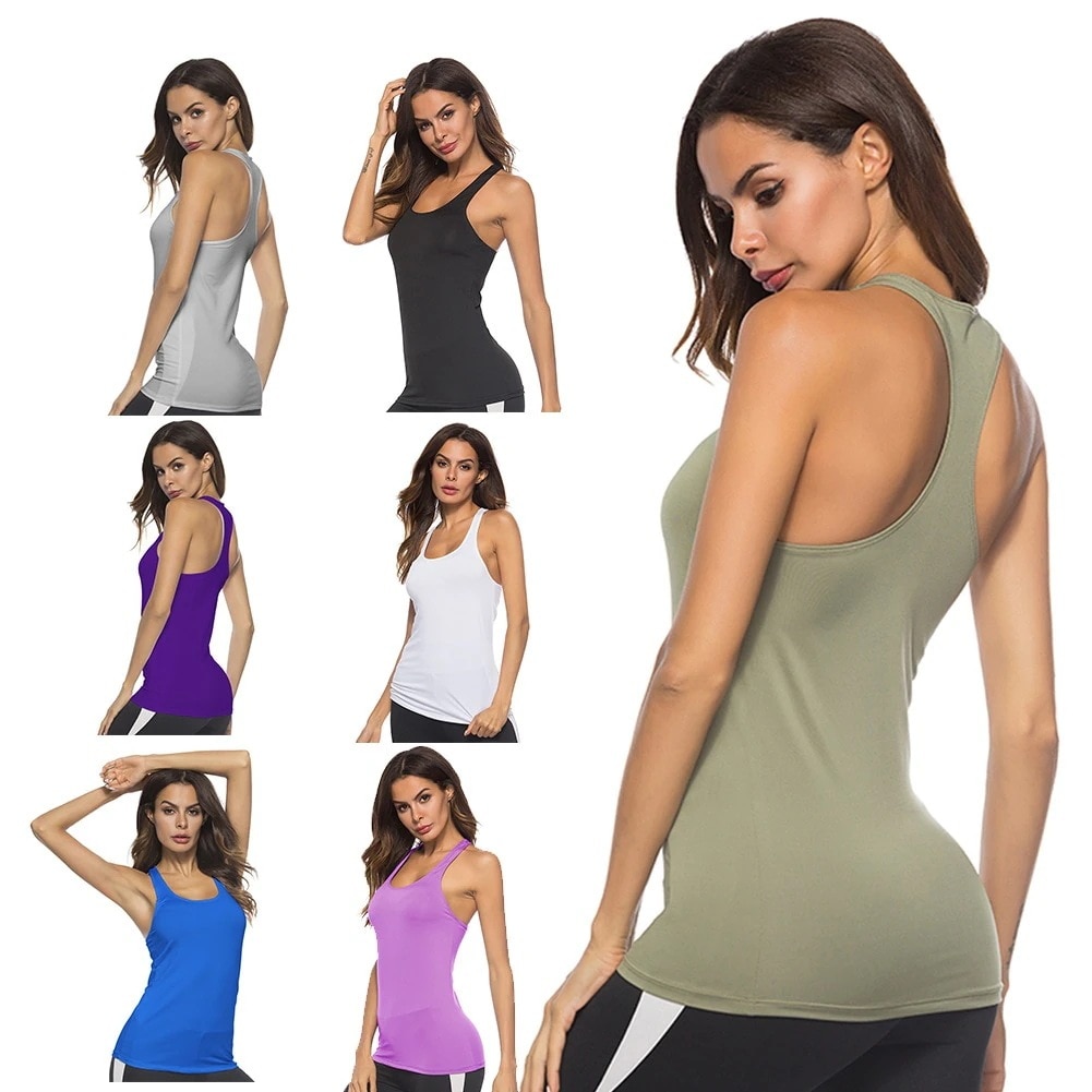 キャンディーカラーヨガベスト女性用タイト伸縮性速乾性ブラウス痩身スポーツランニングフィットネス服