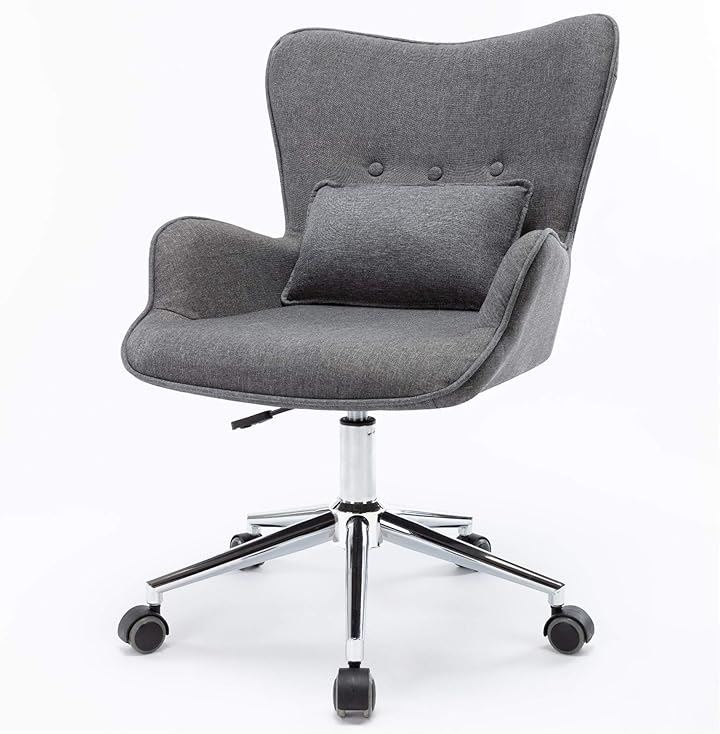 オフィスチェア デスクチェア パソコンチェア 椅子 昇降機能付き 腰クッション付き お洒落 インテリア ファブリック 布生地 グレー( グレー2)