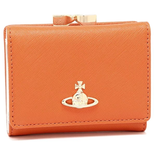 二つ折り財布 サフィアーノ がま口 オレンジ レディース 51010018 L001N F401