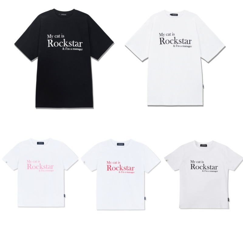 【JOEGUSH】My cat is Rosckstar 半袖Tシャツ　半袖グロップTシャツ