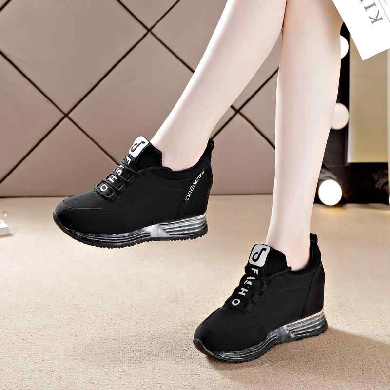 スニーカー 黒 ウェッジソール シークレットヒール かっこいい 韓国系 レディース スポーツ シューズ 高級感 オシャレ 身長アップ 脚長 美スタイル インヒール ハイヒール モード ブラック コーデ 4,877円